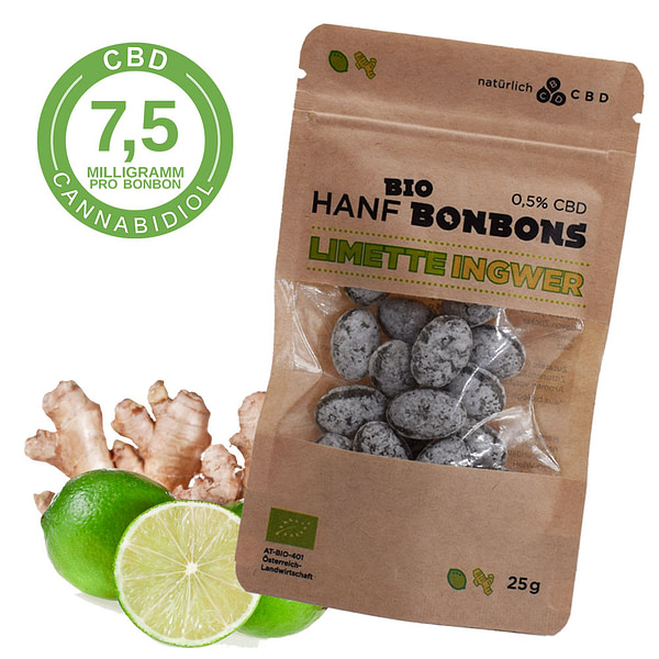 CBD Hanf Bonbons Limette Ingwer